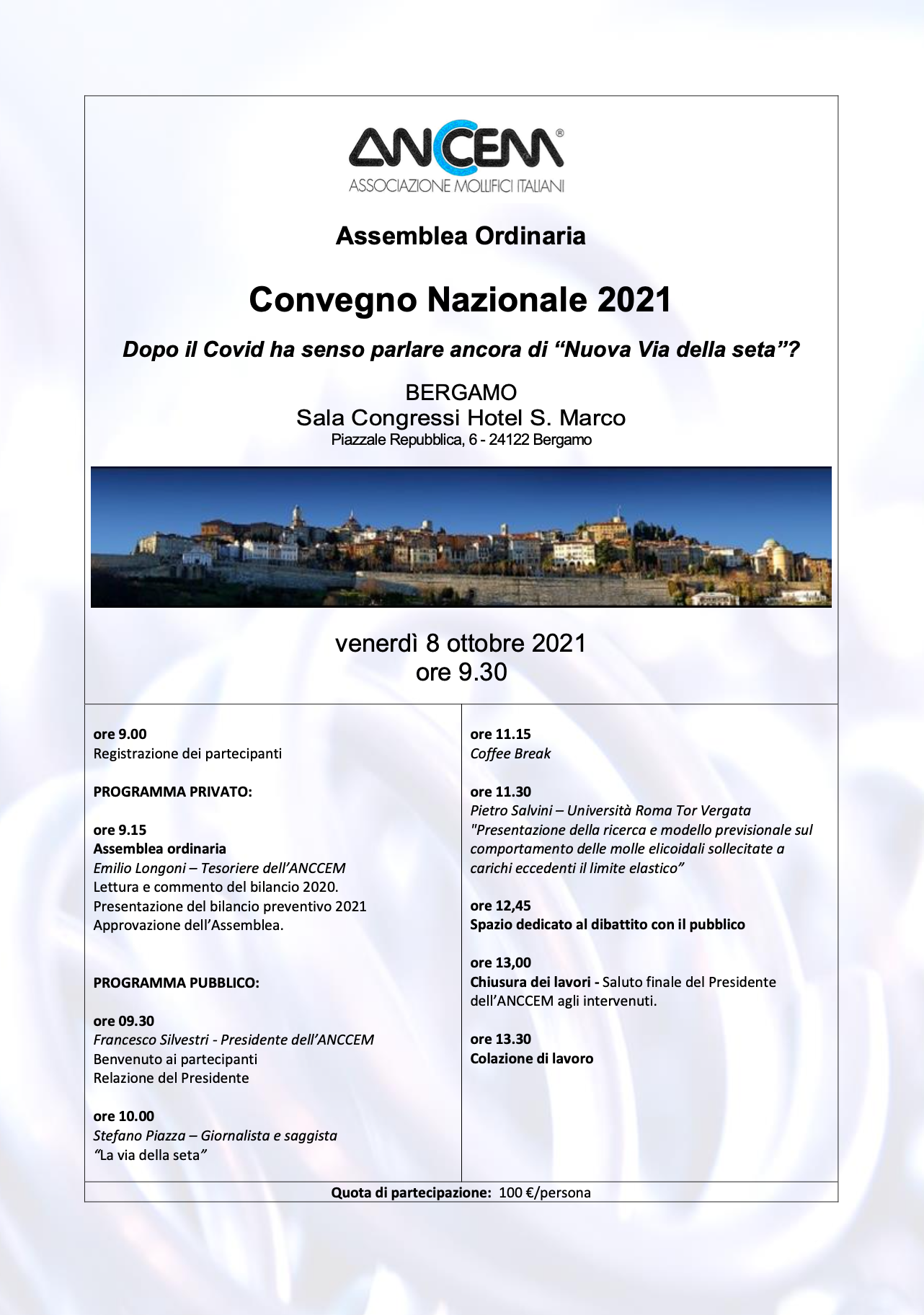 Programma convegno Bergamo 2021
